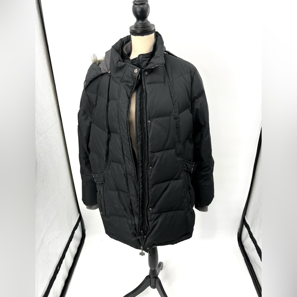Power Down Series Black/Grey’Hooded Long Sleeve Winter Jacket Woman’s Size 3X